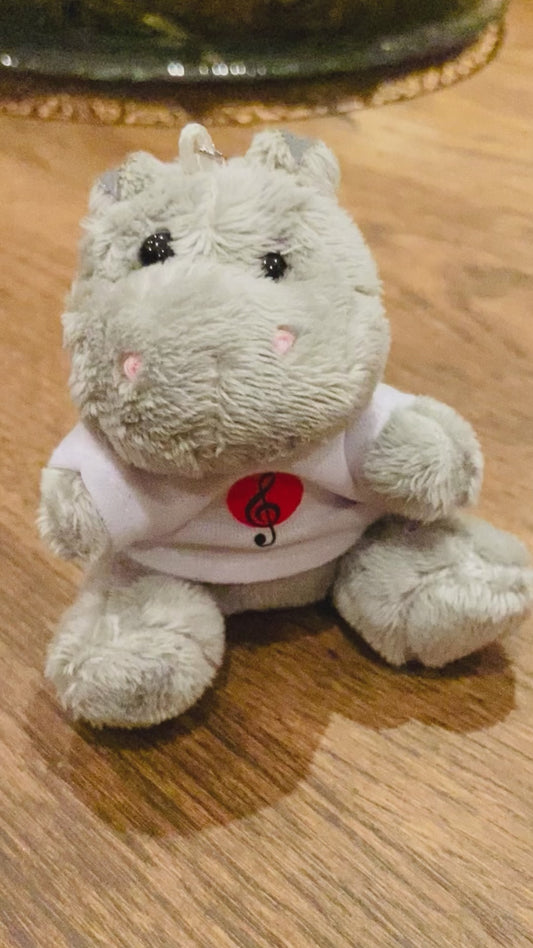 Porte-Clés Hippopotame gris avec note de musique